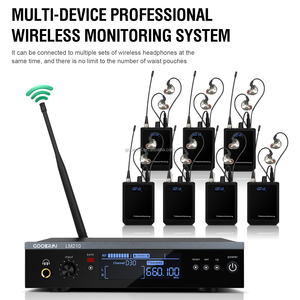 Système de monitoring intra-auriculaire sans fil GOORAI LM210 IEM 6 canaux, émetteur stéréo UHF, bodypack pour musiciens de scène - Product Image 4