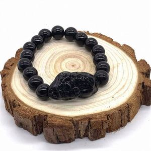 Pulsera de Moda Feng Shui con Cristal Negro PiXiu para Hombre y Mujer, 8mm 10mm 12mm 14mm, Pulsera de la Buena Suerte con Cuentas Negras - Product Image 4