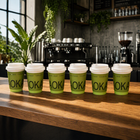 Gobelets jetables à paroi simple, écologiques, pour café et thé au lait, avec couvercle et emballage, en papier de qualité alimentaire, impression de logo personnalisée