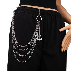 Chaîne de taille multicouche en métal avec pendentif guitare, style punk, chaîne de corps tendance pour usage quotidien, unisexe, en alliage de zinc - Product Image 3