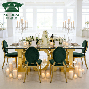 Tables et chaises de mariage rectangulaires en acier inoxydable doré LOVE en gros - Product Image 2