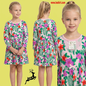 Gots certificó algodón orgánico al por mayor directo de fábrica 95% unisex de algodón orgánico 5% spandex bebé niña vestido anudado venta en línea - Product Image 1