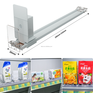 Adjustable Supermarket <b>Plastic</b> <b>Shelf</b> Pusher System Transparent Spring Loaded Display Trays - Product Image 1