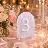 Numéros de table de mariage en forme d'arche givrée avec supports panneaux en acrylique et supports, parfaits pour la décoration