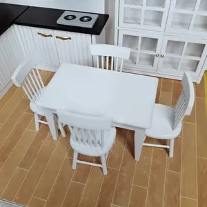 Mini maison de poupée en <span class=keywords><strong>bois</strong></span> bricolage décoration table salon canapé tabouret <span class=keywords><strong>chaise</strong></span> berçante 1:12 meubles de maison de poupée - Product Image 5