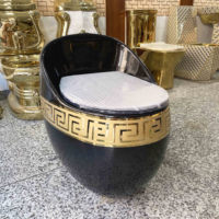 Piège en S et piège en P en céramique plaqué or, forme d'œuf moderne, nouvelle cuvette de toilette en or noir