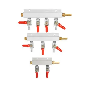 4 vie barb Co2 birra gas splitter distributore con integrato valvola di ritegno, 4 vie linea del gas collettore splitter