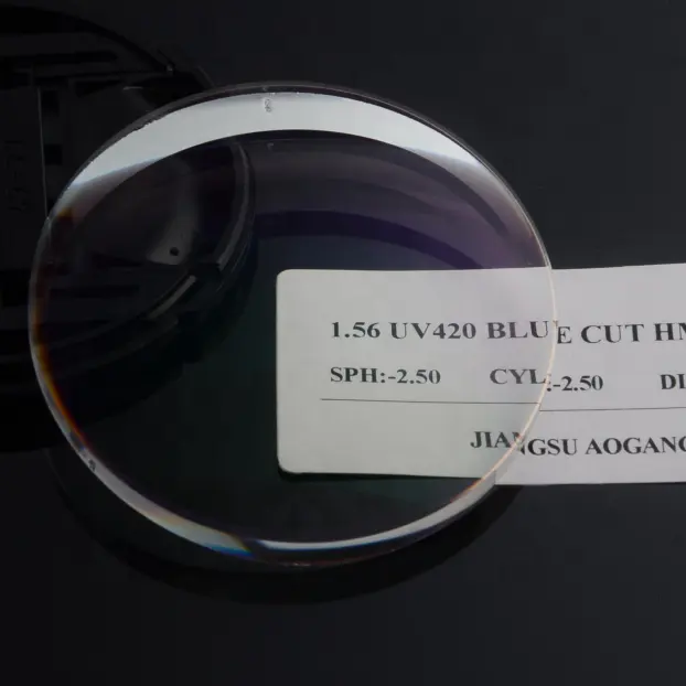 Anti blue ray 1.56 mavi blok ASP UV420 süper hidrofobik HMC EMI lens