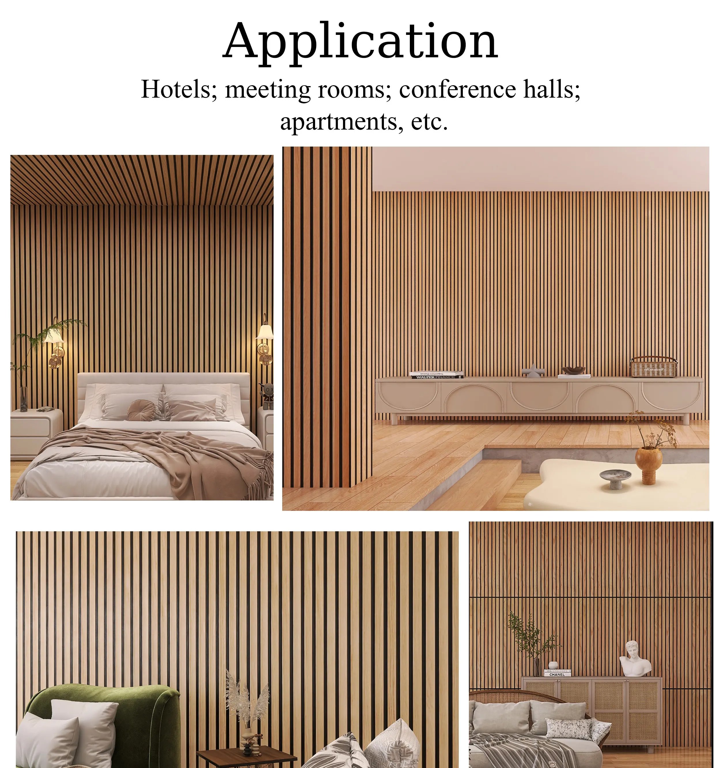 Akupanel Panel dinding bambu langit-langit dekoratif interior Natural Oak akustik panel slat dinding kedap suara Panel