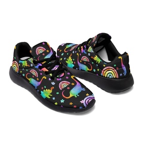 Zapatillas Deportivas al por Mayor de Fábrica, Zapatillas Personalizadas con Estampado de Dinosaurios Arcoíris, Zapatillas Ligeras Casuales para Caminar para Mujer - Product Image 6