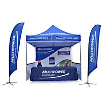 Carpa Hexagonal Personalizada de 6 pies (3x3) con Pared Superior y 2 Paredes Laterales, 2 Banderas, Juego Completo de 40 Tubos de Aluminio, para Ferias Comerciales