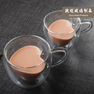 Tasse à café en verre à double paroi en forme de cœur avec poignée pour adultes, idéale pour offrir - Product Image 2