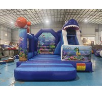 Toboggan aquatique gonflable tropical avec piscine, toboggan aquatique gonflable commercial pour enfants