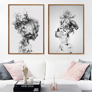Stampa su Tela Astratta con Profilo Femminile in Stile Surreal Smoke Art, <span class=keywords><strong>Arte</strong></span> Murale Moderna con Figura Umana per Decorazione Ingresso - Product Image 4