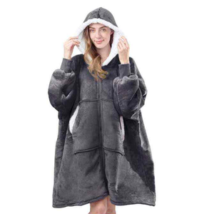 Couverture à capuche Sherpa surdimensionnée de haute qualité de Chine Non toxique avec technique tissée à glissière Style moderne simple - Product Image 1
