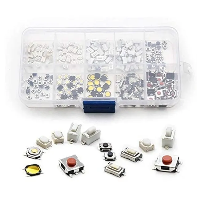 Original Brand 250Pcs 10-Types Tactile Push Button Switch Car Remote Control Keys Button Touch Microswitch Standard Functional