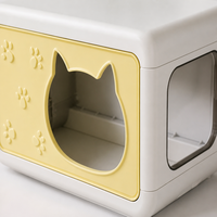 Armoire de rangement pour chat YAOYUE avec couvercle pliable - Maison pour chat et boîte de rangement 2-en-1 en PP, empilable simple ou double couche