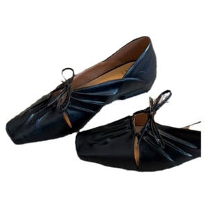 <span class=keywords><strong>Fold</strong></span> Hollow Mary <span class=keywords><strong>Jane</strong></span> Shoes Bow Zapatos de cuero hechos a mano Low Single Shoes Mujeres - Product Image 6