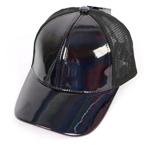Mode fête <span class=keywords><strong>holographique</strong></span> PU camionneur chapeau brillant maille dos 100% Polyester brodé à la main arcs Argyle motif brillant <span class=keywords><strong>casquette</strong></span> de Baseball - Product Image 3