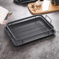 Plateau à légumes en cuivre Plateau de cuisson antiadhésif avec panier à griller à mailles surélevées Ensemble de 2 pièces