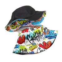 Landfond Accessory New Graffiti Letters Double face Wearing Fisherman Hat Bucket Hat