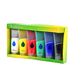 SINOART personalizado de alta calidad 60/75/100/125ml Colores acrílicos portátil tubo de plástico sólido juego de pintura acrílica para niños
