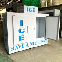 Armoire de stockage de glace commerciale, vitrine réfrigérée sans givre à refroidissement par ventilateur, 2 portes, contrôle numérique, 70 pieds cubes, 190 sacs, boîte de stockage extérieure