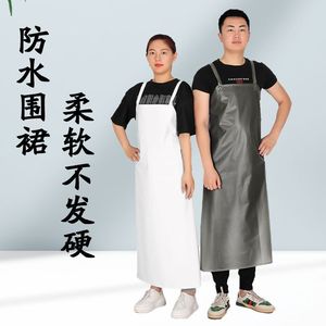 <b>Waterproof</b> Oil Proof <b>Apron</b> For Men Women Kitchen Slaughterhouse Seafood Processing Workwear Long Full Coverage Solid Color - Product Image 3