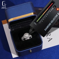 Anillo Halo con Moissanita Baguette de Esfera Redonda, Plata de Ley S925, Pasa el Test de Diamantes, Certificado GRA, para Hombre y Mujer