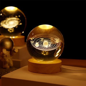 Lámpara de decoración de mesa 3D personalizada 6cm bola de cristal USB lámpara de noche luminosa nebulosa Saturno Luna proyector atmósfera - Product Image 5