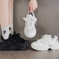Baskets plates respirantes en maille à lacets pour femmes, style sport décontracté, Zapatillas épaisses