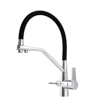 DG-KS3304 Robinet de cuisine moderne à 3 voies en acier inoxydable chromé poli de haute qualité avec pulvérisateur extractible