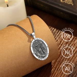 Merryshine - Amuleto de Nácar, Medalla Religiosa de San Miguel Arcángel, Collar con Colgante de Joyería <span class=keywords><strong>para</strong></span> Hombre - Product Image 2