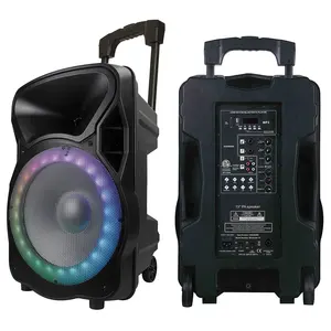 1200W 15 inç hoparlörler Powered Karaoke seti hoparlör + aydınlatma + standı + Mic + pil + yankı taşınabilir DJ ses sistemi Bocina Parlant