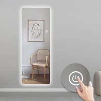 Miroir mural LED moderne pleine longueur avec éclairage pour hôtel, salle de bain, cuisine, salon, salle de sport, appartement, doté d'un interrupteur tactile