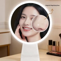 New Cross-Border Desk Lamp Makeup Mirror Magnifying Lens Rechargeable Battery Dimmable Vanity Mirror for Desktop Dressing Table