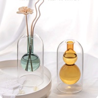 Bouteille diffuseur à double cloche en verre vide pour bâtonnets de parfum, récipient décoratif pour fleurs séchées, vase décoratif pour la maison et la table