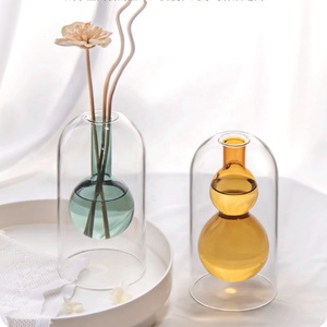 Double Layer Bell Glass Reed <strong>Diffuser</strong> Bottle Empty Aroma Container Decorative Dry Flower Vase for Home Tabletop Fragrance Decor - Product Image 4