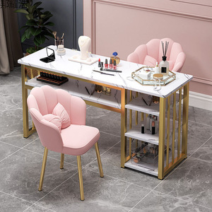 Mesa de Manicura Doble de Lujo con Estilo Japonés para Salón de Uñas, Precio al por Mayor, Modelo MK Popular entre Celebridades de Internet - Product Image 1