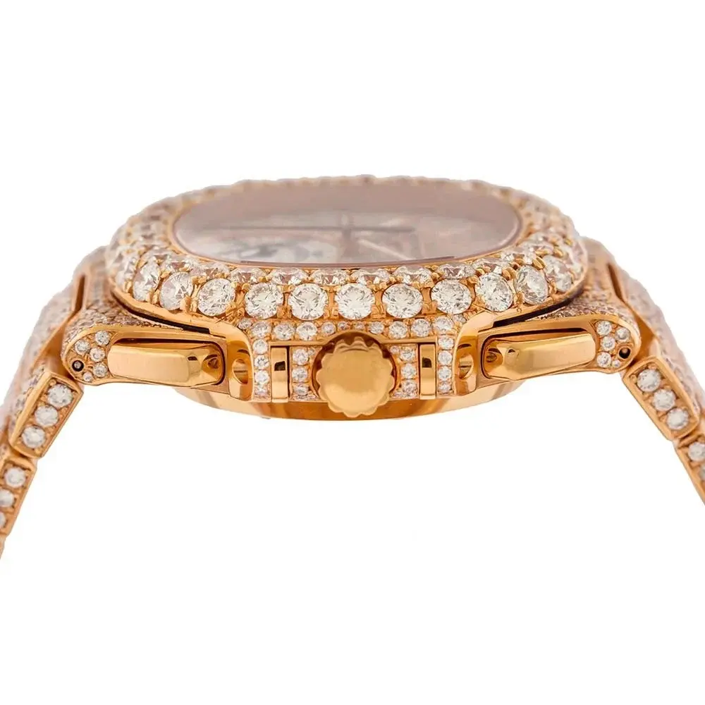 Luxury Moissanite Diamond Watch for Men Smart Dial Rose Gold Wedding Party Style Wrist Watch Premium Fashion Timepiece