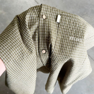 Chemise à carreaux personnalisée, nouveau modèle, coupe décontractée, manches courtes, pour l'été, en polyester, boutonnée. - Product Image 3