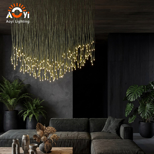 <span class=keywords><strong>Lustre</strong></span> LED en forme de goutte d'eau vert long pour restaurant et mur végétal, <span class=keywords><strong>lustre</strong></span> artistique moderne personnalisé - Product Image 3