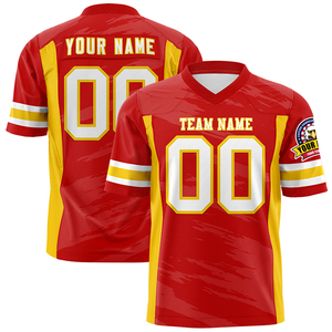 Op maat gemaakte polyester vintage sportjersey van OEM-fabrikant, retro American football boxy T-shirt, kort bedrukt mesh rugby shirt - Product Image 1