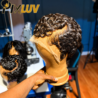Perruque Pixie Cut en gros, perruque sans colle en cheveux humains naturels, pré-épilée, prête à porter, en cheveux humains bruts birmans pour femmes noires