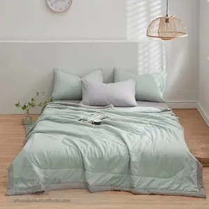 3Pcs Cold Effect Blanket Cooler Fiber Summer Quilt Cotton Light Weight Cooler Comforter King Size Bed Sheet Set for Girls