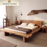 Choix rustique et élégant pour votre chambre - Lit double en bois d'orme massif vintage, pliable, réglable en hauteur électriquement, design exclusif