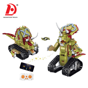 Blocs de construction transformables RC Triceratops 2 formes Dinosaure Tank Robot <span class=keywords><strong>Jouet</strong></span> Double télécommande et contrôle par application Briques de construction STEM - Product Image 4