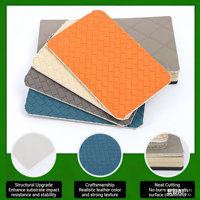 Kulit PVC Modern Bermotif Cetak Serat Kayu Bambu Tahan Air Tahan Api Peredam Suara Anti Lembab untuk Hiburan