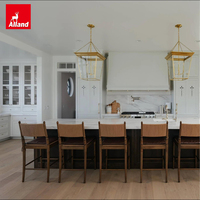 Armoires de cuisine Alland American Luxury en forme de L, blanc mat pur, panneaux encastrés, certifiées E0, style Shaker, avec évier intégré