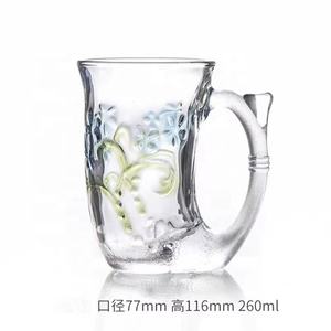 Tasse à eau en verre <span class=keywords><strong>Raymond</strong></span>, tasse à thé fleuri, tasse à thé domestique avec poignée - Product Image 5